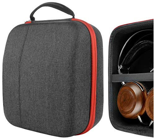 Geekria Shield Headphones Case Compatible with HiFiMAN Sundara, Ananda, Arya, HE-R10D, HE-R9, HE400se, Replacement Hard Shell Travel Carrying Bag with Cable Storage (Dark Grey)