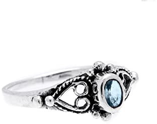 WINDALF Mediaval Bohemia Ring ANELY 7 mm Silberring mit hellblauem Kristall Vintage 925 Sterlingsilber (Silber, 50 (15.9))