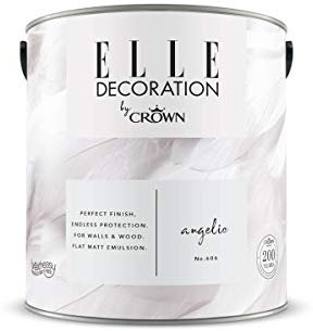 Crown ELLE DECORATION Angelic No. 606, 2,5 L, extra-matte Premium Wandfarbe für Innen, für Wände und Holz, hohe Deckkraft, Innenfarbe,reines kühles Weiß