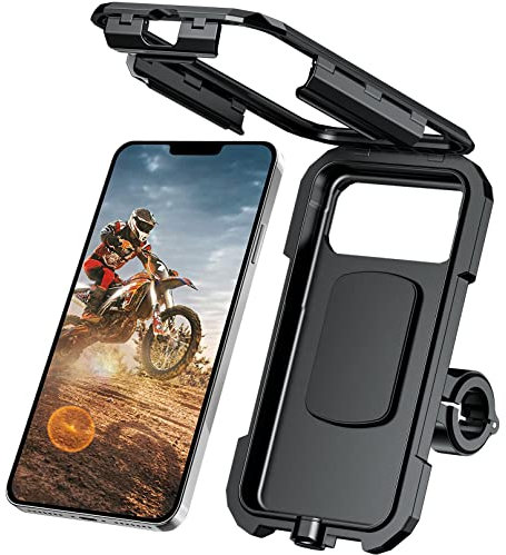 Jitehsha Support Téléphone Moto étanche, Support Téléphone Portable Vélo avec écran Tactile pour Smartphone 4.7-6.0 Jusqu'à 11mm D'épaisseur, s'adapte au Diamètre du Guidon 22mm-32mm Vélo/Moto...