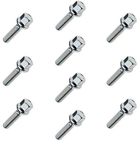 C CARBONADO 10x Radschrauben M12x1,5 SW17 40mm Kugel Radbolzen-Set | M12x1,5, 40mm Schaftlänge, Kugelbund, Set mit 10 Stück, für Alufelgen