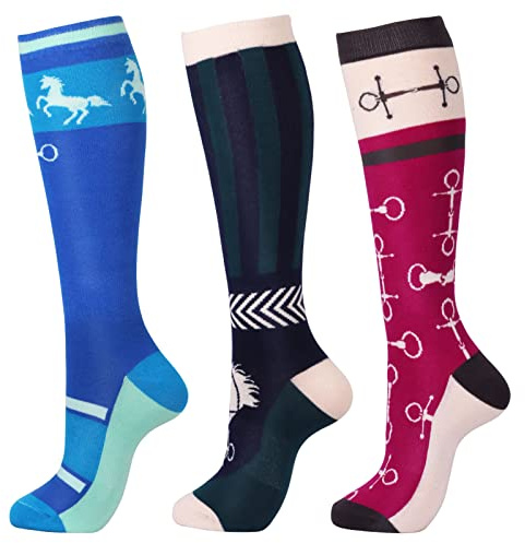 Harrison Howard 3 Pairs Premium Quality Equestrian Riding Socks for Horse Riding &Tall Boot Knee High Socks for Women