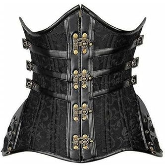 Daisy corsets Kurvig steampunk stål dubbelbenad under bysten korsett svart, 3X