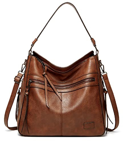 Sacmill Damen Handtasche PU Leder Umhängetasche Shopper Top-Griff Tragetaschen Elegant Schultertasche für frauen (Braun)
