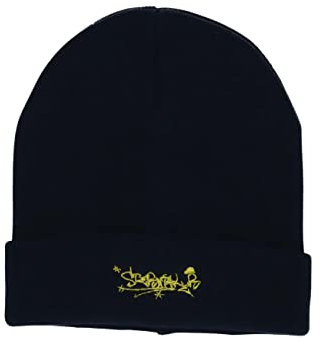 Sterntaler Baby Jungen Strickmütze Baby Organic Cotton Strickmütze Skaterlook - Baby Strickmütze - mit Umschlag und Stickerei - marine, 55