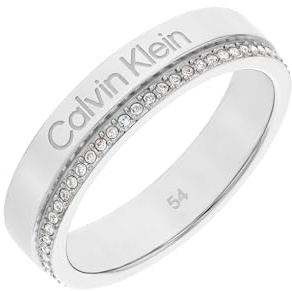 Calvin Klein Ring für Damen MINIMAL LINEAR Kollektion aus Edelstahl mit Kristallen verziert - Erhältlich in Silber, Gold oder Roségold