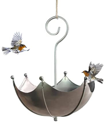 Vogelfutterspender, Vogelfutterspender zum Aufhängen, Regenschirm-Form, den Außenbereich, Retro, rostig, Vogeltränke zum Aufhängen, Garten, Hof, Dekoration