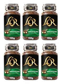 L'OR Decaf Instant Coffee 150g (Pack of 6 Jars, Total of 900g)