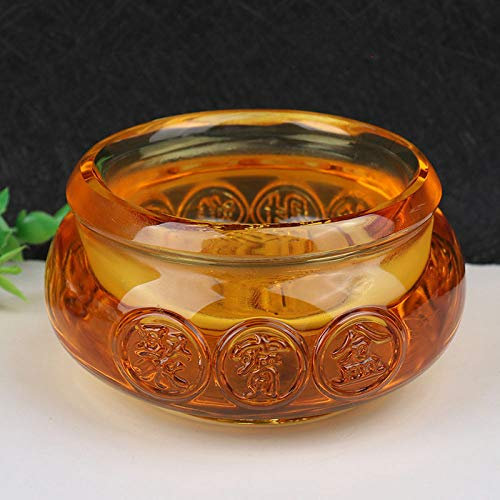 NEFSO Feng Shui Kristall Gold Barren Glas Gelb Reichtum Füllhorn Schatz Schüssel Statue Dekoration,C
