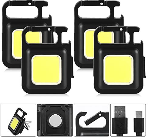 Aicharynic Mini LED Arbeitsleuchte, 4 Stück Inspektionsleuchten Wiederaufladbare Arbeitslampe Tragbare Taschenlampe Wasserdicht Mechaniker Licht für Camping Reparatur Notfall