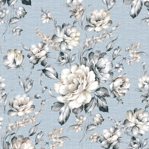 ReTapet Blå Peel and Stick-tapet, vintage, blå och vit chinoiserie, tapet, självhäftande, borttagbar, blomma, kontaktpapper, skala av och klistra på, väggmålning för sovrum, badrum, klibbiga toile