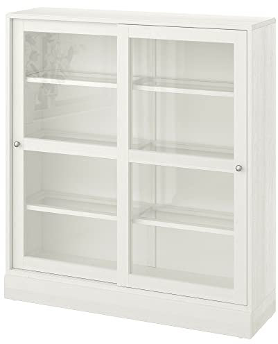 Ikea HAVSTA Glastürenschrank mit Sockel, 121x37x134 cm, weiß Klarglas