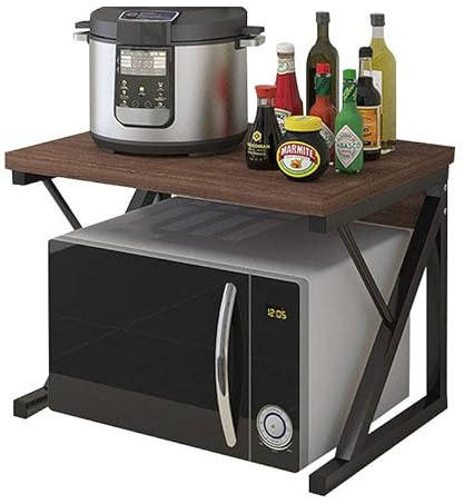 nozama Printer Stand with Storage,2 Tier Wood Printer Desktop Stands Shelf,Microwave Rack Shelf Bakers Rack for Small Space