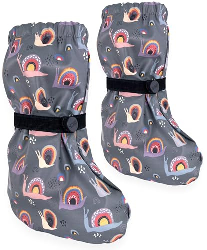 HECKBO Stivaletti da pioggia per bebè - 3-18 mesi - Lumaca - Impermeabili con fodera in pile - scarpe da esterno per neonati e bambini piccoli
