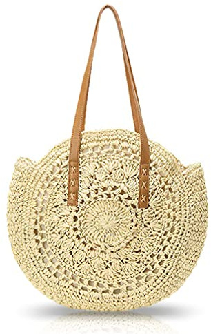 Pahajim Large Tote Bag with Zip Beach Bags for Women Straw Handbag Hand Woven Shoulder Bag for Travel, Holidays and Shopping