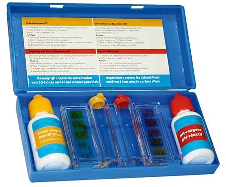 Virsus Kit Test analisi Cloro, pH e Bromo per acqua piscina 15C12, Scatola tester a gocce analizzatore controllo della qualità dell'acqua, per piscine, spa, acque termali