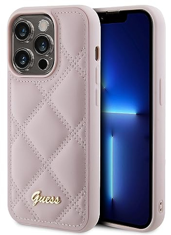 Guess GUHCP15XPSQSQSP Hülle für iPhone 15 Pro Max 6.7 Rosa hardcase Quilted Metal Logo