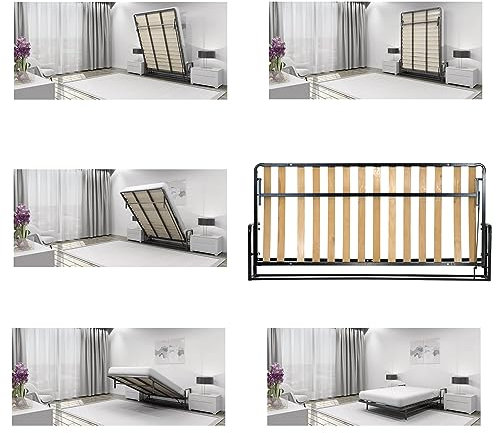 Wallbedking Classic Einzel Wandbett 200x90 cm – Horizontal Klappbett Schrankbett Gästebett Funktionsbett für Erwachsene, Platzsparendes Bett mit Rahmen für Schlafzimmer