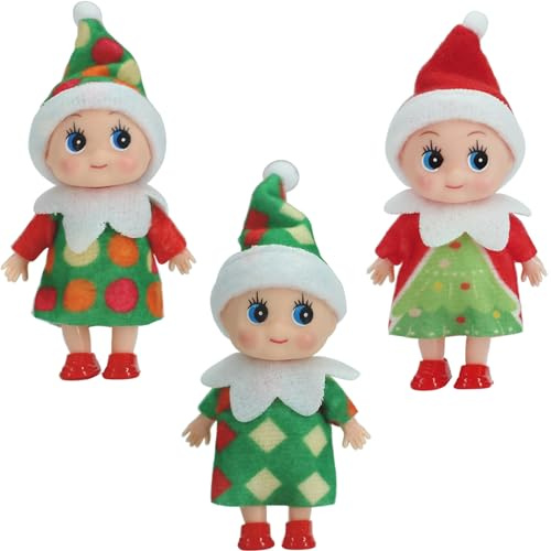 3 Stück Mini-Puppe Elf Weihnachten Winzige Spielzeug-Puppe für Mädchen und Jungen, Neuheit von [Brand]