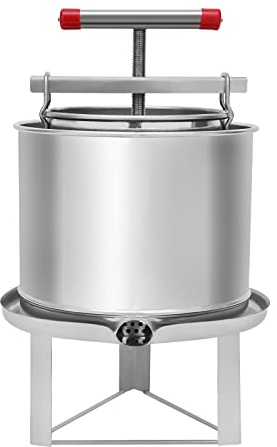 LYNICESHOP 12.6L Manual Honey Press Extractor, Large DIY Fruit Honey Presser Stainless-Steel Beeswax Extractor Beekeeping Machine Juice Press Beekeeping Machine for Wine and Juice Making