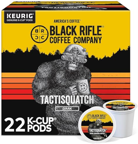Black Rifle Coffee Company Dark Roast Coffee Pods – 100% Arabica, Bold, Smoky Single-Serve K-Cup Compatible – Veteran-Founded Premium Coffe (1 Count (Pack of 22), Tactisquatch)