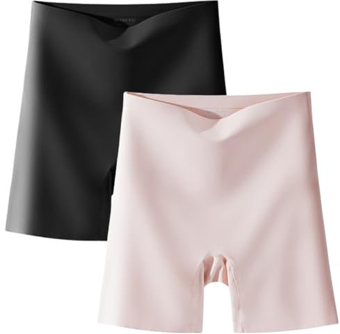VNDUIFH sous-vêtements Taille Haute en Soie glacée pour Femmes, 2 pièces, avec contrôle du Ventre, Levage des Hanches, Culotte Ultra Fine sans Trace, Short Moulant (5,XL)