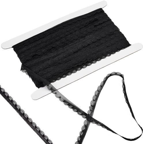 GORGECRAFT 25M Nastro di Pizzo Spandex 12mm Fasce Elastiche con Volant Bordi per Biancheria Intima Rifinitura Decorativa In Pizzo Elastico Elasticizzato per Fasce per Capelli Fasce per Cucito