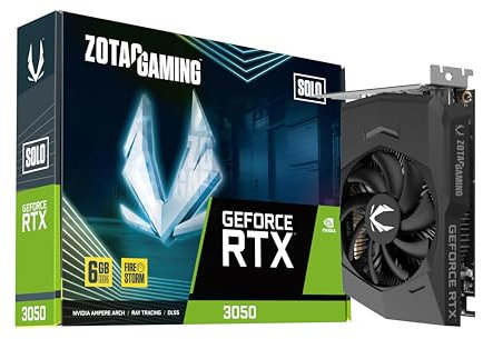 ZOTAC Gaming GeForce RTX 3050 6GB GDDR6 Solo 96-bit 14 Gbps PCIE 4.0 Super Compact Gaming Graphics Card, ZT-A30510G-10L