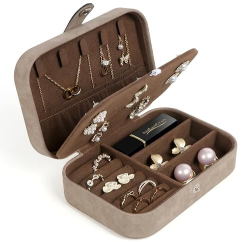 Schmuckkästchen Reise,Schmuckkasten klein,PU-Leder Schmuckaufbewahrung,Schmuckbox für Damen Mädchen,Schmuck-Reiseetui für Ringe Ohrringe Armbänder Halsketten(Braun)