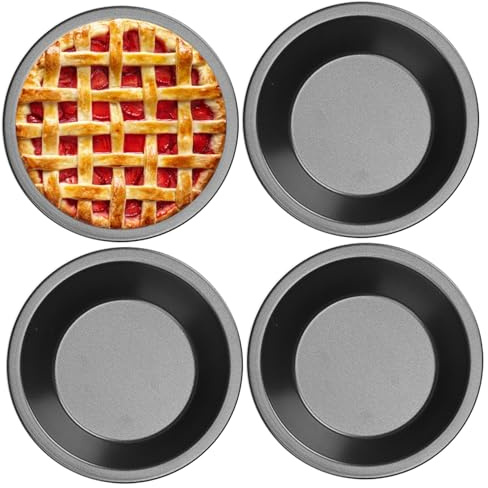 Mini Pie Pans, 4PCS Non-Stick Mini Pie Tins, 4.3x1.2 Pot Pie Baking Dishes, Carbon Steel Round Pizza Pan for Oven Cakes, Quiches, Tarts, DessertsMini Pie Pans Mini Pie Tins Small Pie Pans Pot Pie