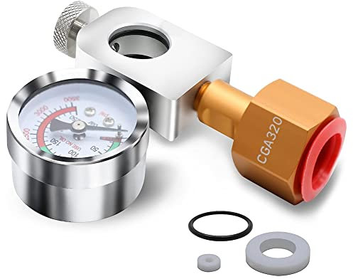 HARIPYER Sodawasseradapter, Sodamaschinen-Schnellanschluss, Aluminium-CO2-Nachfülladapter mit Ablassventil-Druckmesser