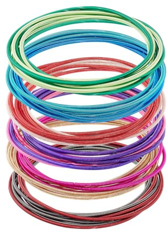 AHANDMAKER 48 piezas de alambre de joyería de plumas 12 colores apilables cuerdas de guitarra pulseras cuerdas de guitarra pulseras en espiral juego para joyas creación de arte DIY artesanía, 9.3 cm,