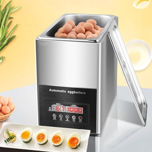Hervidor de huevos comercial, olla automática con función de calentamiento,hervidor de huevos eléctrico,temperatura ajustable de 30 a 90 ℃,hervidor de huevos comercial de gran capacidad para 50 huevos