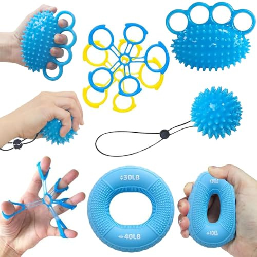 Kinfezlon 5 Stücke Handtrainer Fingertrainer Ball, Igelball Weich Gummi Knetball, Finger Trainingsring, Fingerstretcher - Griffstärkung, verbessert die Flexibilität, Lindert Stress, Angstlinderung