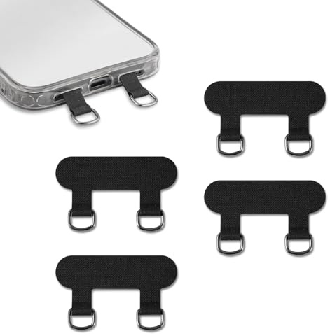 XIHIRCD 4pcs 2 Way Phone Tether Tab, Phone Strap Patch Double Buckle Phone Lanyard Patches Phone Lanyard Pad Phone Lanyard Tether Tab Only for Full-Coverage Phone Cases with Two Speaker Holes
