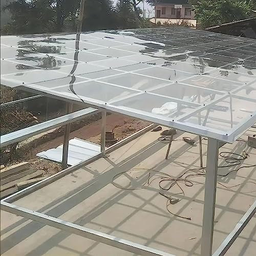 Toldo de exterior para cochera, invernadero, panel de techo resistente a la intemperie y lámina de plástico de policarbonato transparente (1 x 7 m)