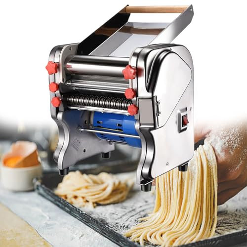 GESAIDES Commercial Electric Pasta Maker, 2-in-1 Automatic Noodle Machine, Thickness Adjustable, 3mm 9mm Noodle Dough Roller Pressing Machine, 550W