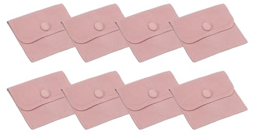 PATIKIL 10 x 8 cm smyckepåse, 8 st mjuka sammetspåsar med tryckknapp bärbar förvaring för ringar halsband armband örhängesklocka, rosa