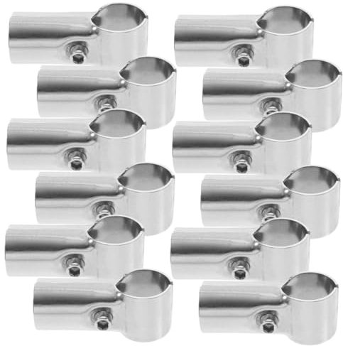 Mikikit 12pcs Stainless Steel Pipe Joint t Clamp Tools for Fence Panel End Rail Pole Connector Accessories