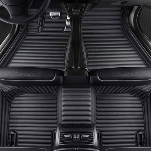 VERED MaßgeschnAeidert Leder Auto FußMatten für Mitsubishi Eclipse Cross PHEV 2018-2022 2023 2024 2025 (LHD), All Abdeckung Allwetter Wasserfest Antirutsch Polster Innere Zubehör,A-Black