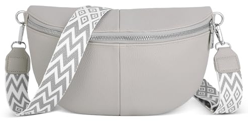 GSenhui Bauchtasche Damen Leder Crossbody Bag Damen, Bauchtasche Breiter Gurt mit Reißverschluss, Umhängetasche Schwarz für Reisen Einkaufen