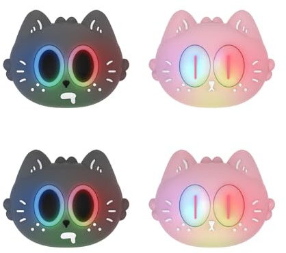 playvital Tapas de Joystick LED para ps5/4 y Switch Pro | Agarres para el Pulgar, Compatible con Xbox Series X/S y Xbox One, Diseño Divertido, Gato Lunar