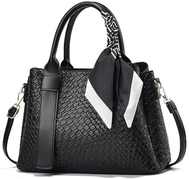 NICOLE & DORIS Handtasche Damen Mittelgroß Schultertasche mit Griff Umhängetasche für Frauen Elegante Henkeltasche PU Leder Crossbody Bag Tote Tasche with Seidentuch