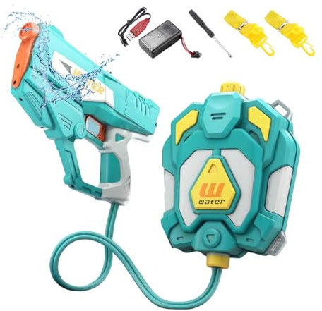 Electric Water Pistol Backpack for Kids,Rechargeable Water Blaster,Water Pistol with 500ml Capacity,Up to 10m Long Range,Fun Outdoor Garden & Pool Toy for Children,for Summer Splash Fun (Blue)