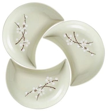 Service de table japonais en céramique peinte à la main sous glaçure en forme de fleur de prunier, plateau combiné lune, assiette créative pour dim sum - Ensemble de 3 assiettes lune - Vert clair