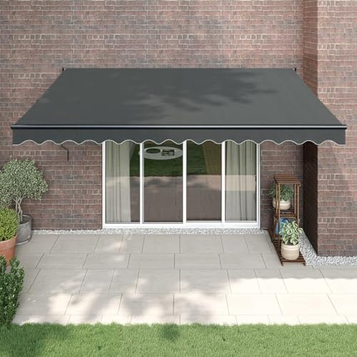 Hoodmeel Markise 4.5 x3m Manuelle Gelenkarmmarkise Markise Balkon Sonnenmarkise Sonnenschutz Terrassenmarkise Klemmmarkise Aluminium und Stoff-Anthrazit (Grauer Rahmen)-4.5 x 3 m