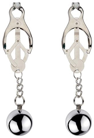 Grands pinces à tétons réglables en métal, clip de divertissement 2pcs pour femmes pince à tétons non perçante, grandes pinces à tétons avec poids/chaînes pour femmes, cadeaux pour couples (2)