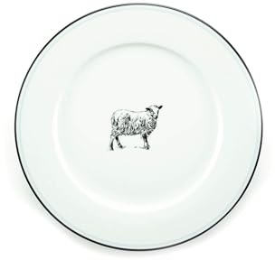 Omniware 11 Stoneware Dinner Plates - Set of 4, Rustic Farmhouse Sheep Design, Durable & Microwave Safe, Vintage-Inspired Ceramic Tableware - Cozy Country Dining