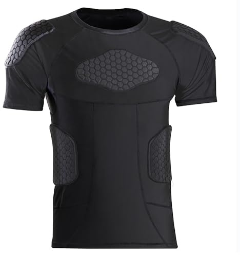T-shirt de compression de sport pour homme - Manches courtes - Respirant - Protection contre les chocs - Protection complète - T-shirt de compression pour football, rugby, basketball, hockey sur glace