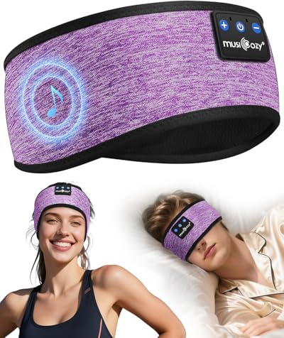 MUSICOZY Sleep Headphones Headband for Side Sleepers Bluetooth 5.4 | Comfortable Headband Headphones With Ultra-Thin Speakers. Perfect For Light/Hot Sleepers, Sport, Travel, Nap & Relaxation